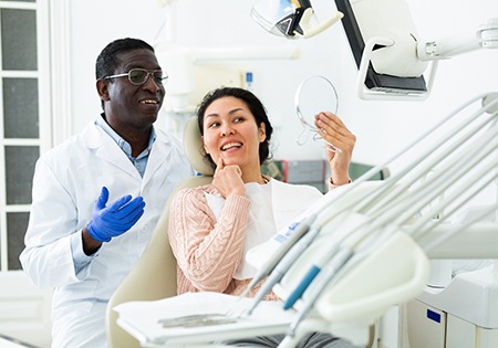 Woman smiling at the dentist